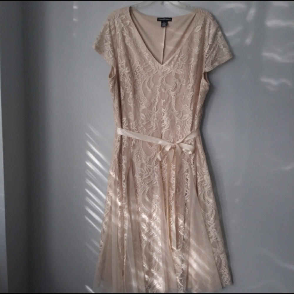 Plus size cream lace dress